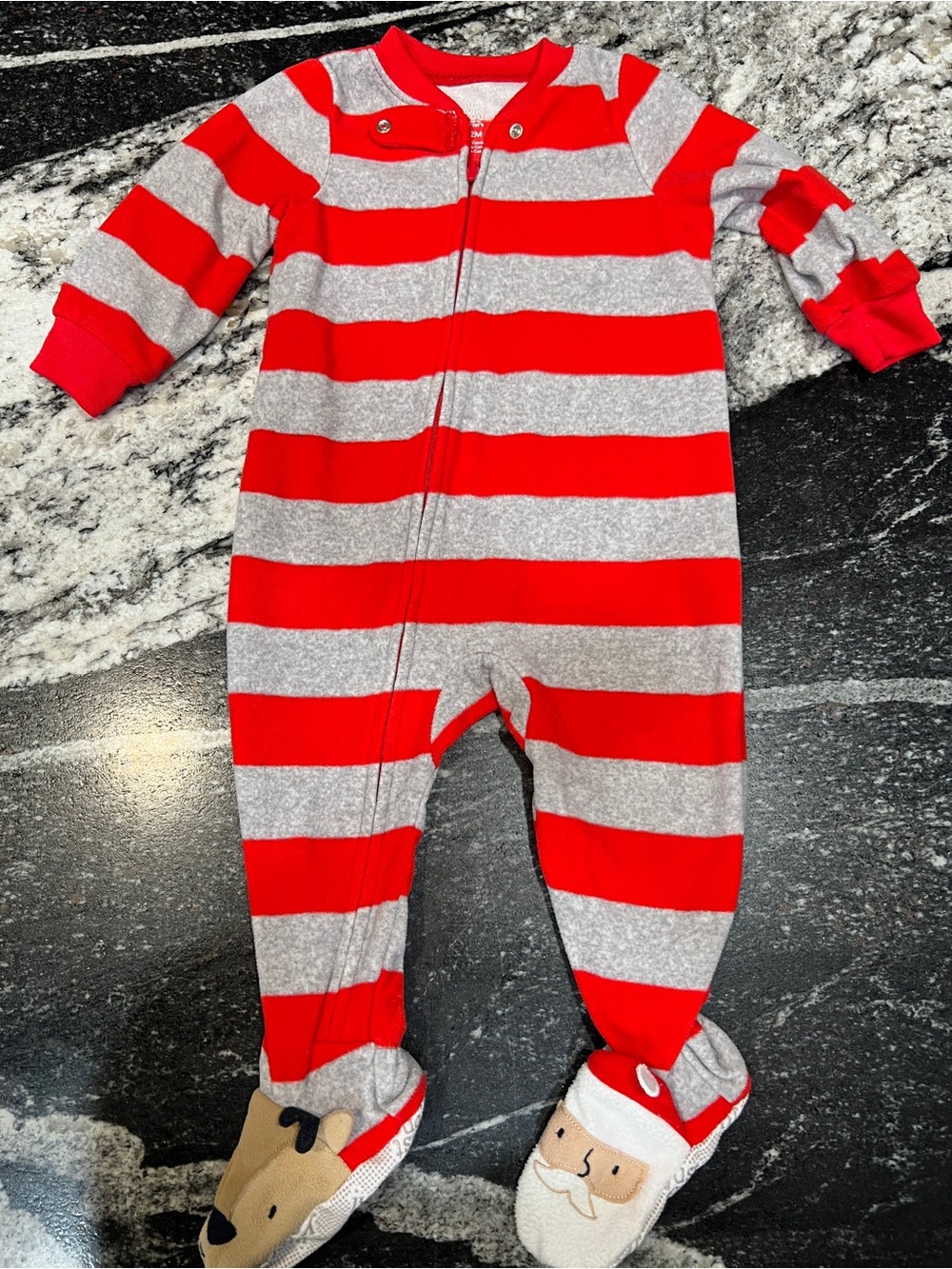 Just One You by Carter’s 12M Christmas Fleece Footed Sleeper | Reindeer Slippers